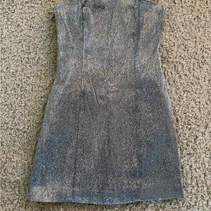 H&M Silver Metallic Strapless Bandeau Dress